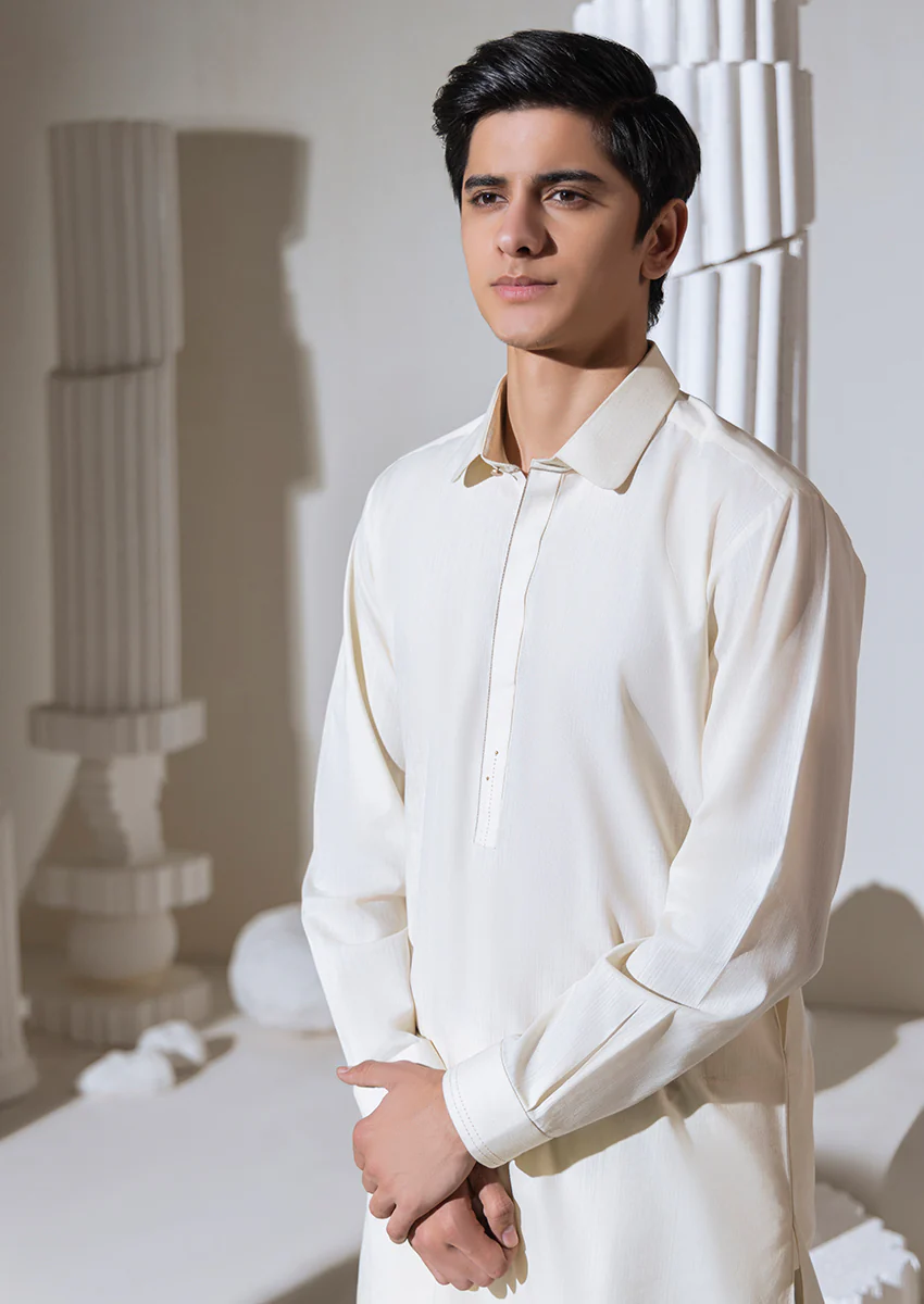 O-White-Blended-Shalwar Suit - (M25SSS2010) - Image 3