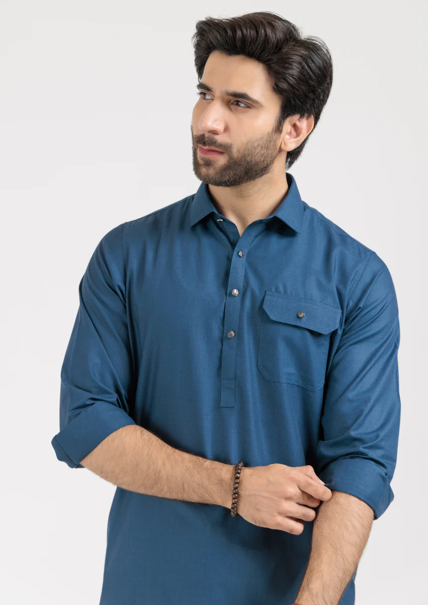 DNM-Blue-Blended-Shalwar Suit - (M25SSS2024) - Image 5
