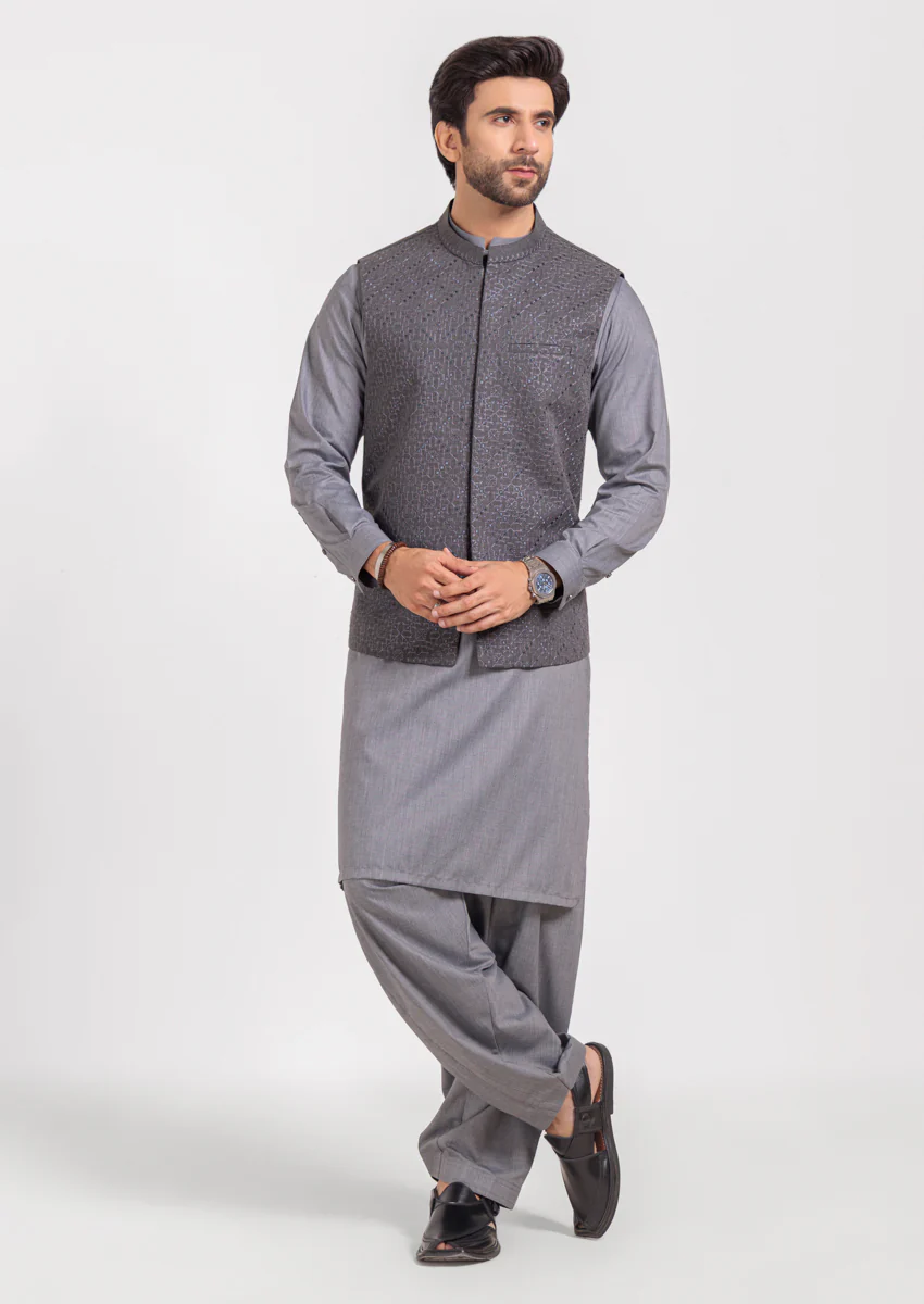 Grey-Blended-Waist Coat - (M25WCE1005) - Image 3