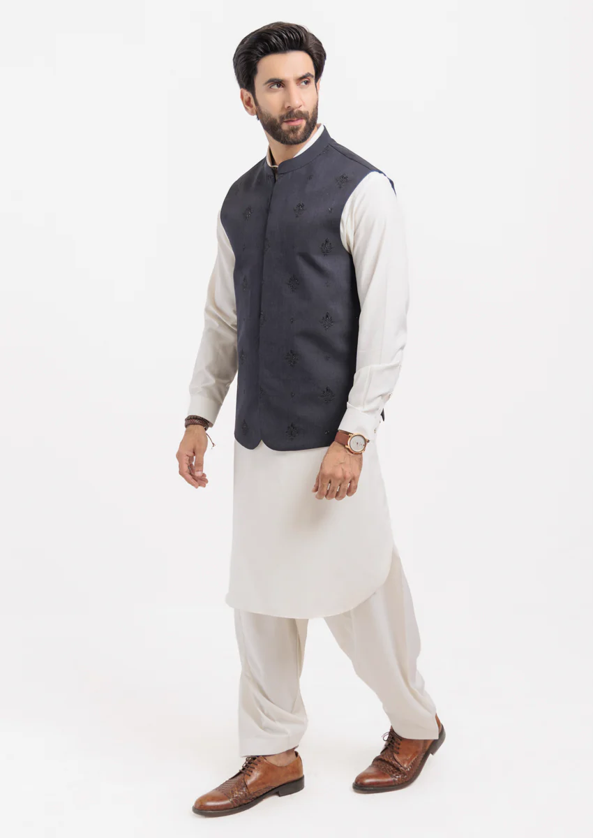Charcoal-Blended-Waist Coat - (M25WCE1007) - Image 5