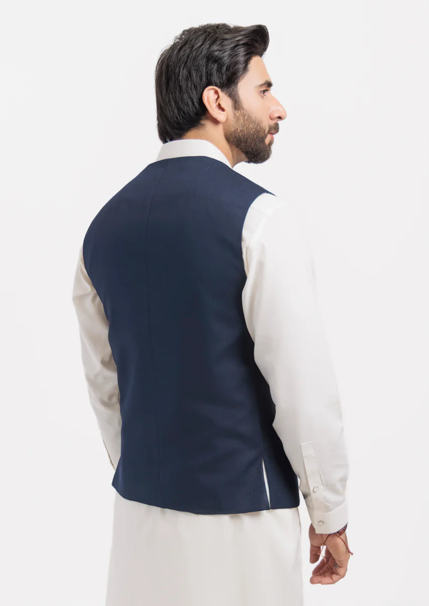 N-Blue-Blended-Waist Coat - (M25WCS1002) - Image 4