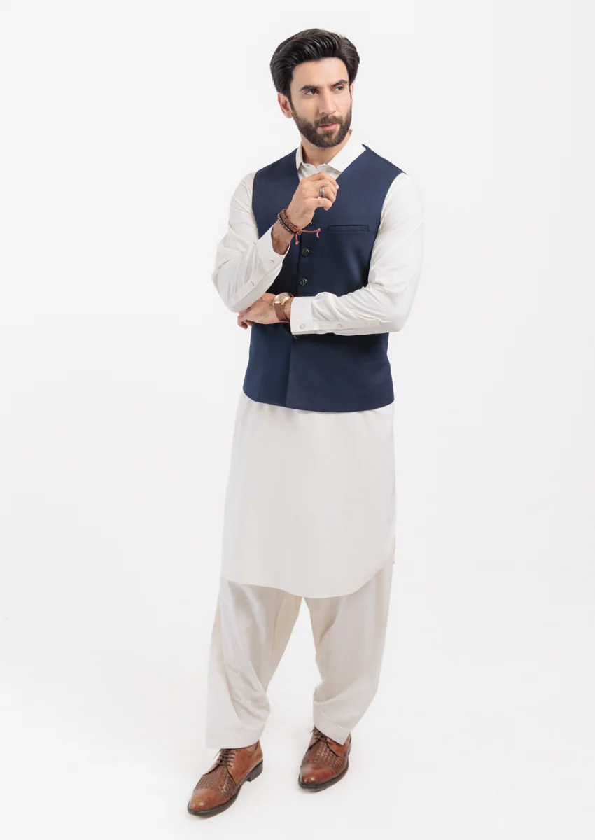 N-Blue-Blended-Waist Coat - (M25WCS1002) - Image 5