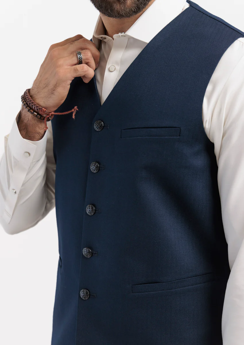 N-Blue-Blended-Waist Coat - (M25WCS1002) - Image 7