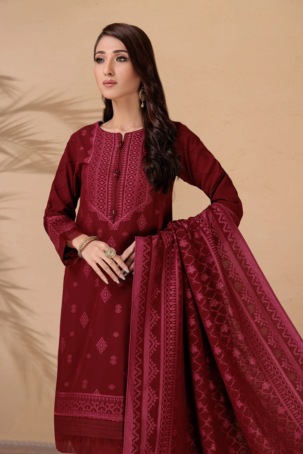 MAR00N-JACQUARD-3 PIECE (JRS233P07) - Image 2