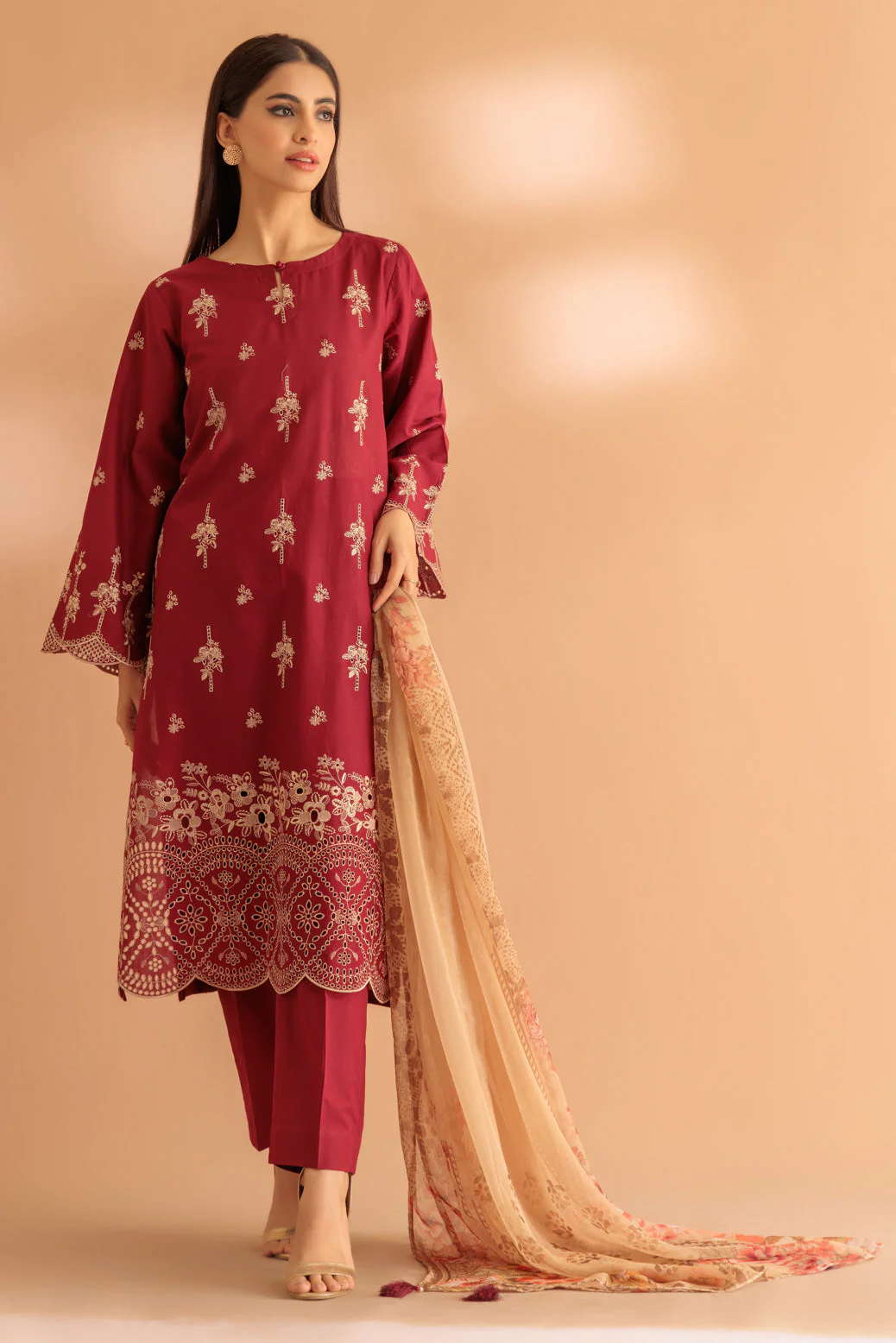 MAROON-CAMBRIC-3 PIECE (SS1243P02) - Image 4