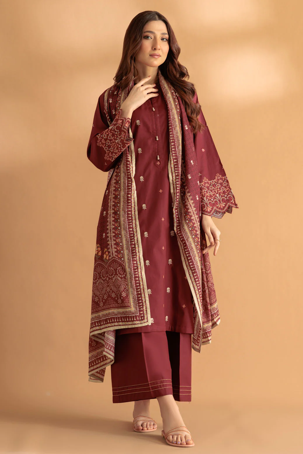 MAROON-CAMBRIC-3 PIECE (SS1243P16) - Image 2