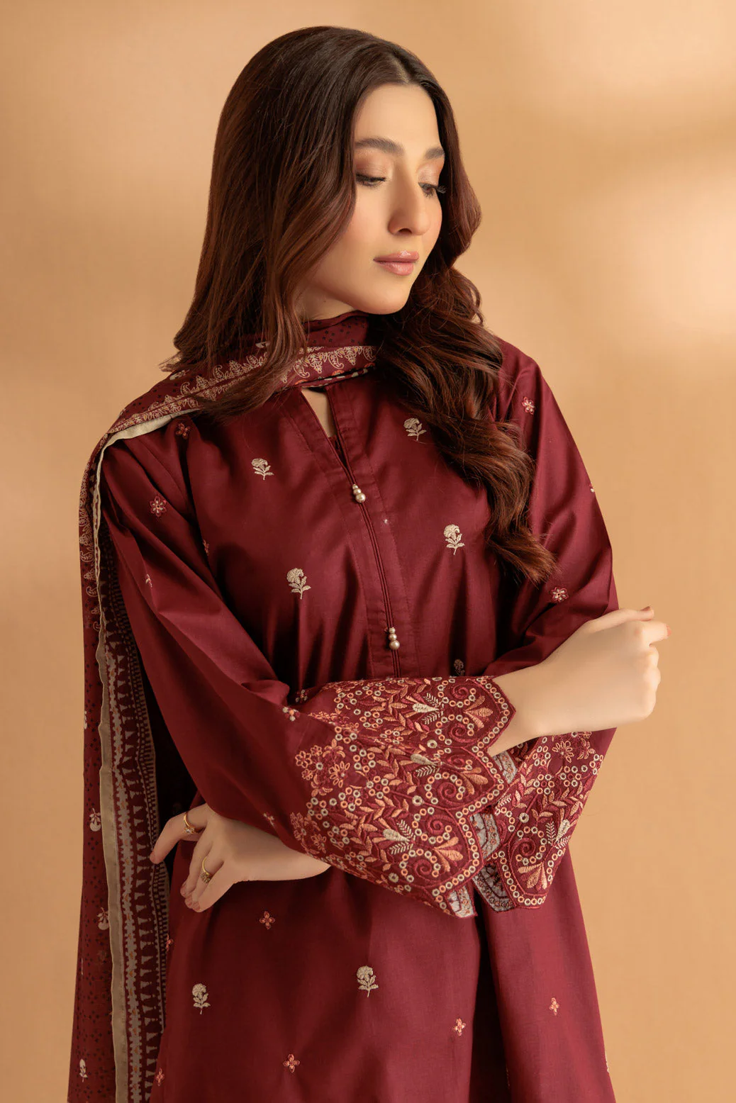 MAROON-CAMBRIC-3 PIECE (SS1243P16) - Image 4