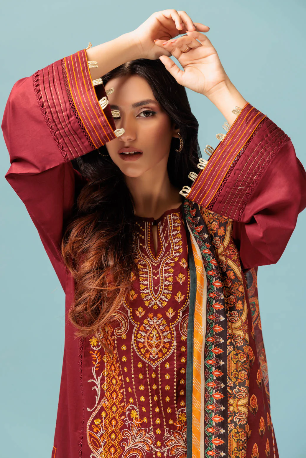 MAROON-CAMBRIC-3 PIECE (SSS233P108) - Image 3