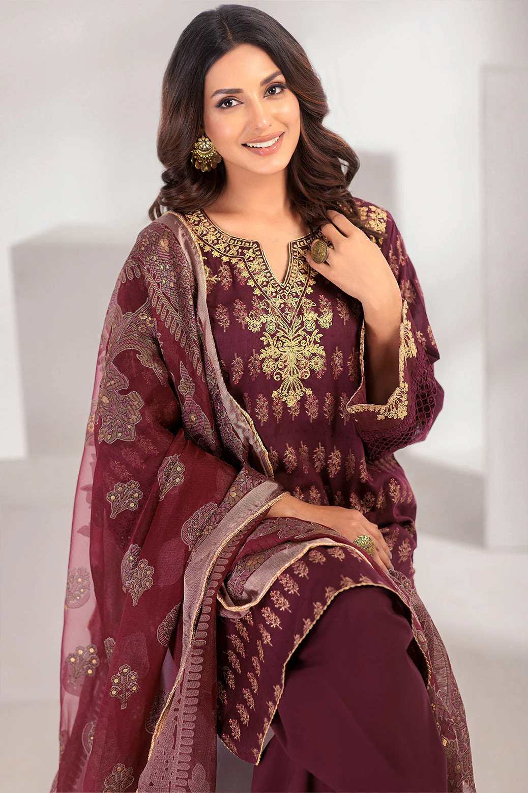MAROON-DYED-3 PIECE (SS5243P08) - Image 2