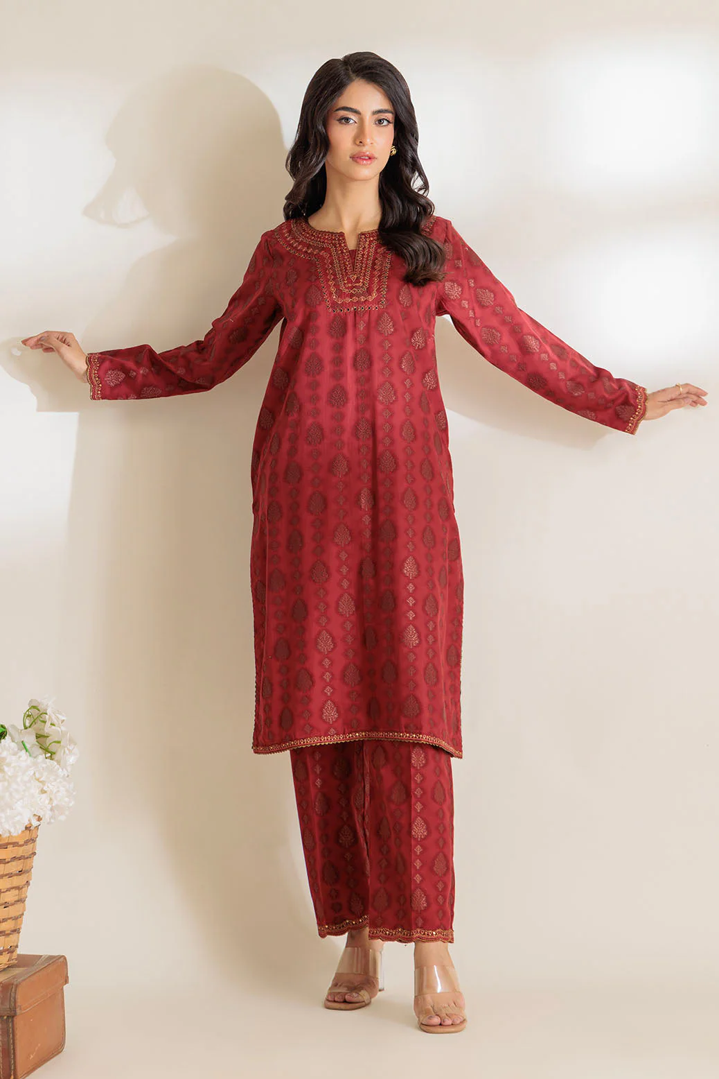 MAROON-JACQUARD-2 PIECE (SS2242P52) - Image 3