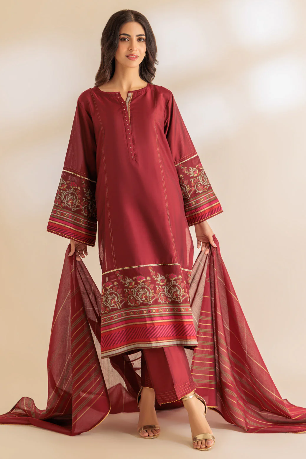 MAROON-JACQUARD-3 PIECE (2S24C3P191) - Image 4