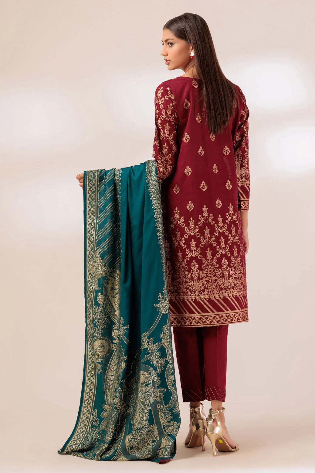 MAROON-JACQUARD-3 PIECE (PWJ1233P11) - Image 4