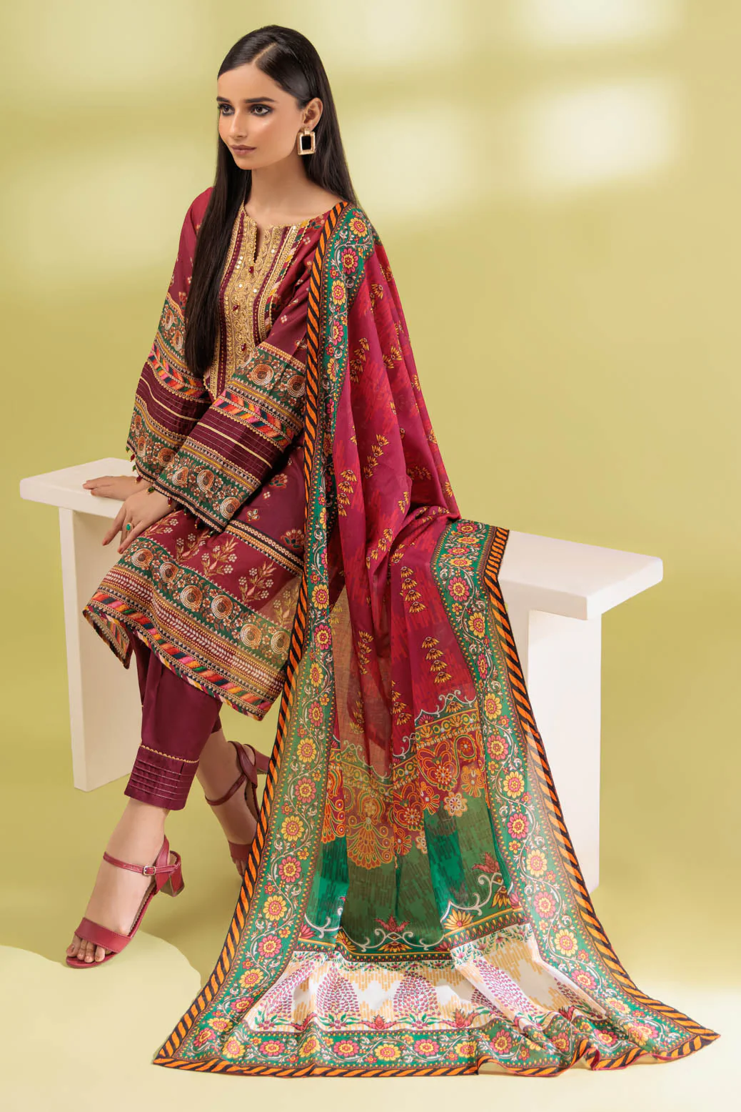 MAROON-LAWN-3 PIECE (SAS233P71) - Image 2