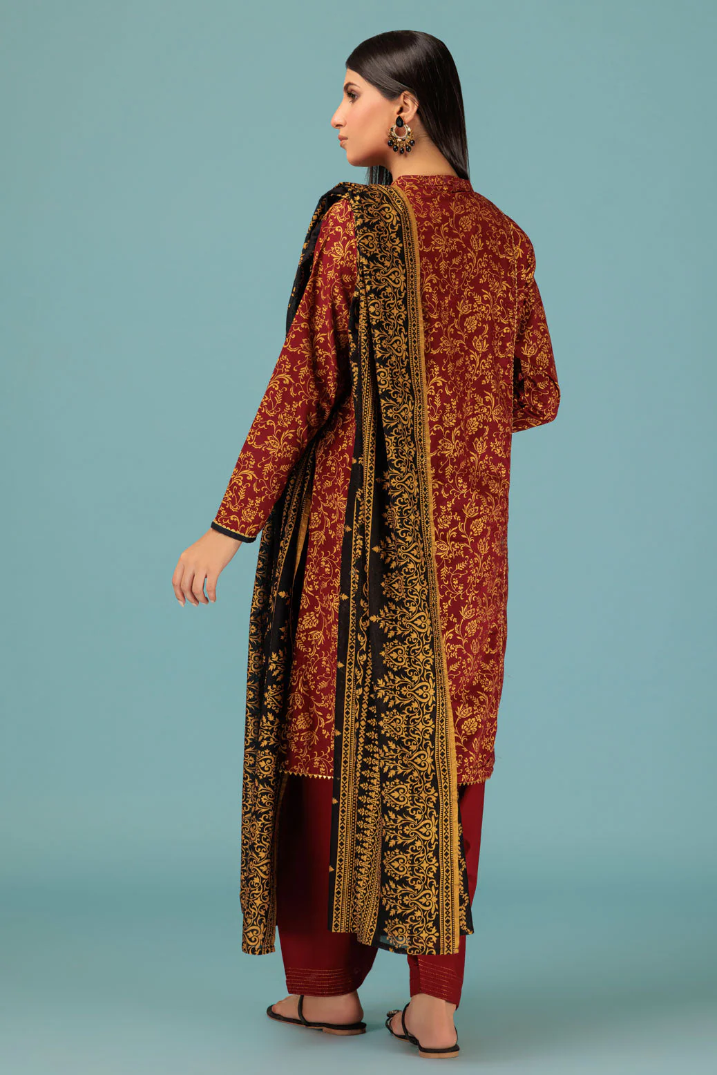 MAROON-LAWN-3 PIECE (SSS233P107) - Image 4