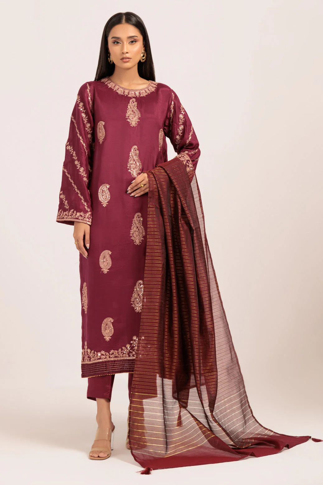 MAROON-SILK-3 PIECE (BS5243P18) - Image 2