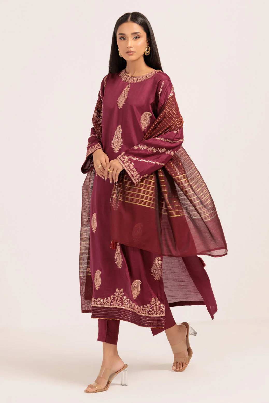 MAROON-SILK-3 PIECE (BS5243P18) - Image 3