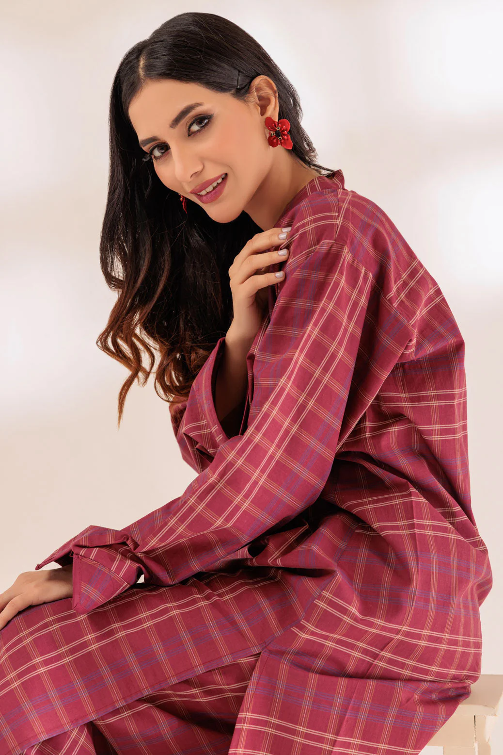 MAROON-YARN DYED-2 PIECE (BSSS232P16) - Image 3