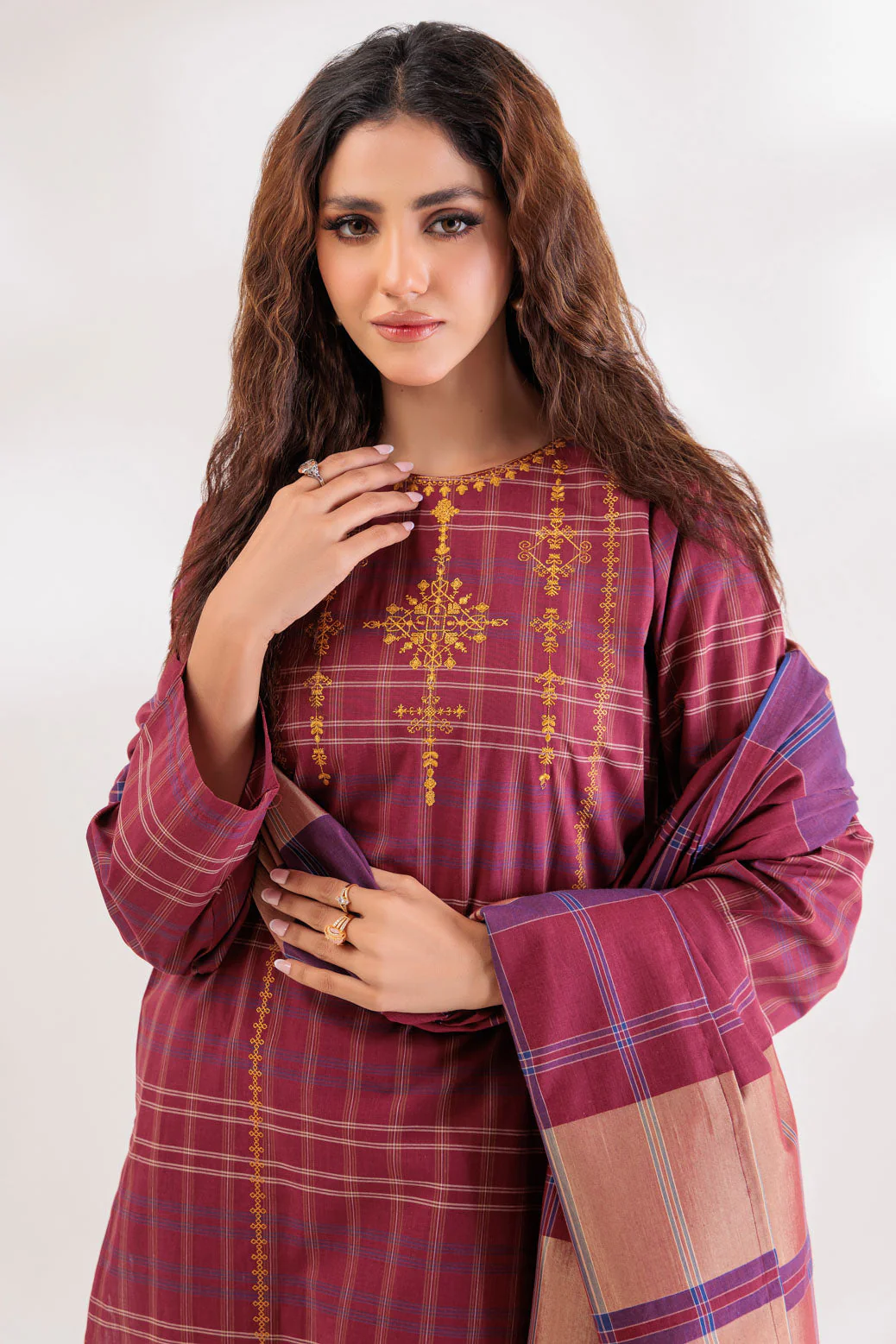 MAROON-YARN DYED-3 PIECE (SS2243P10) - Image 2