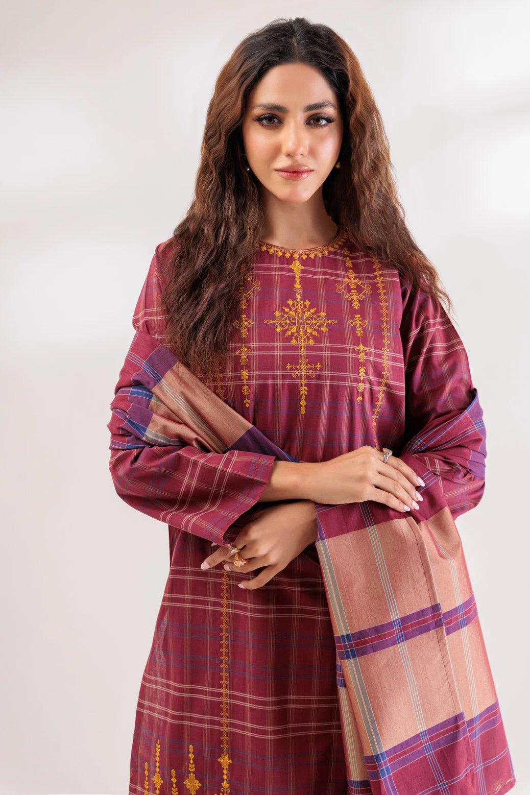 MAROON-YARN DYED-3 PIECE (SS2243P10) - Image 4