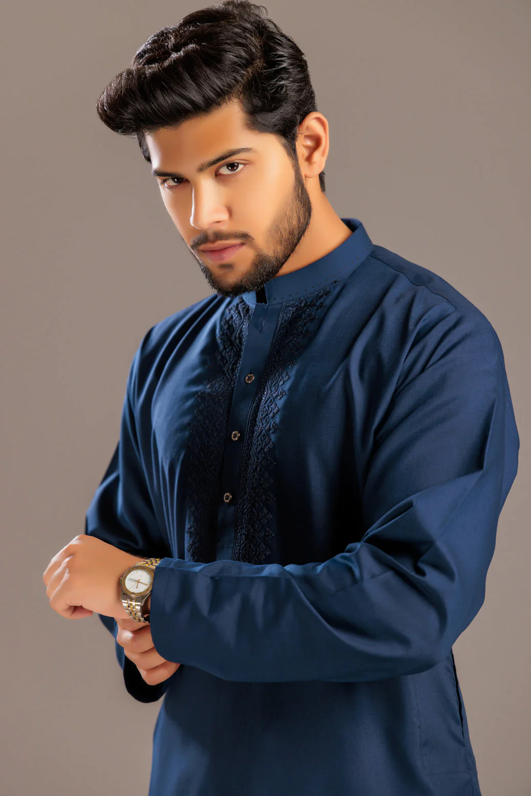 MN-BLUE-BLENDED-KURTA SHALWAR- (KSRS23-084) - Image 2
