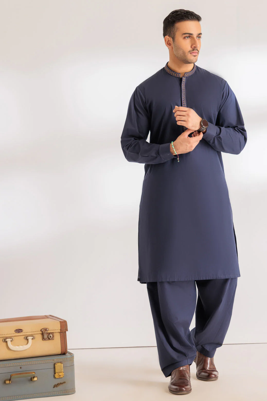 MN-BLUE-COTTON-KURTA SHALWAR - (KSRS24-045) - Image 5