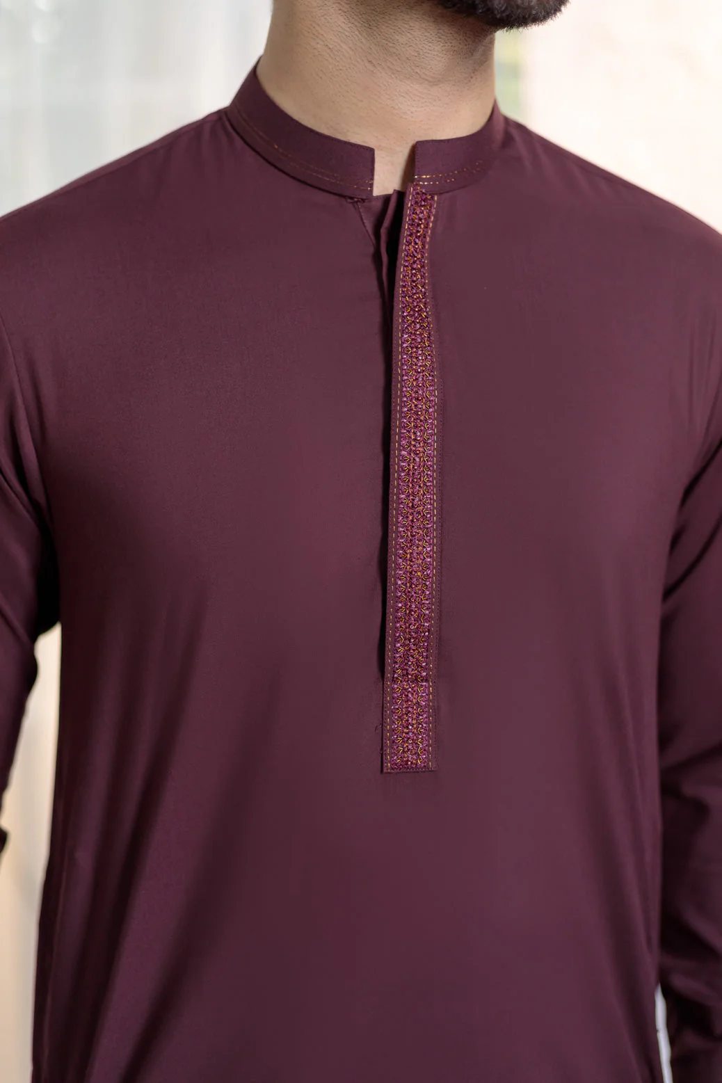MO-RED-BLENDED-KURTA TROUSER - (KSR24-006) - Image 4