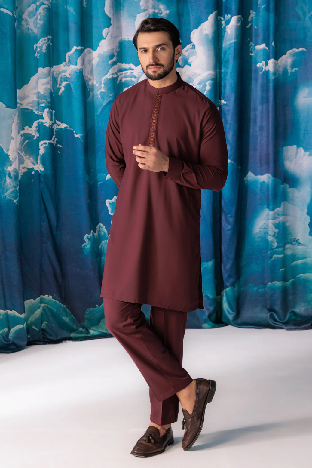 MO-RED-BLENDED-KURTA TROUSER - (KSW24-008) - Image 4