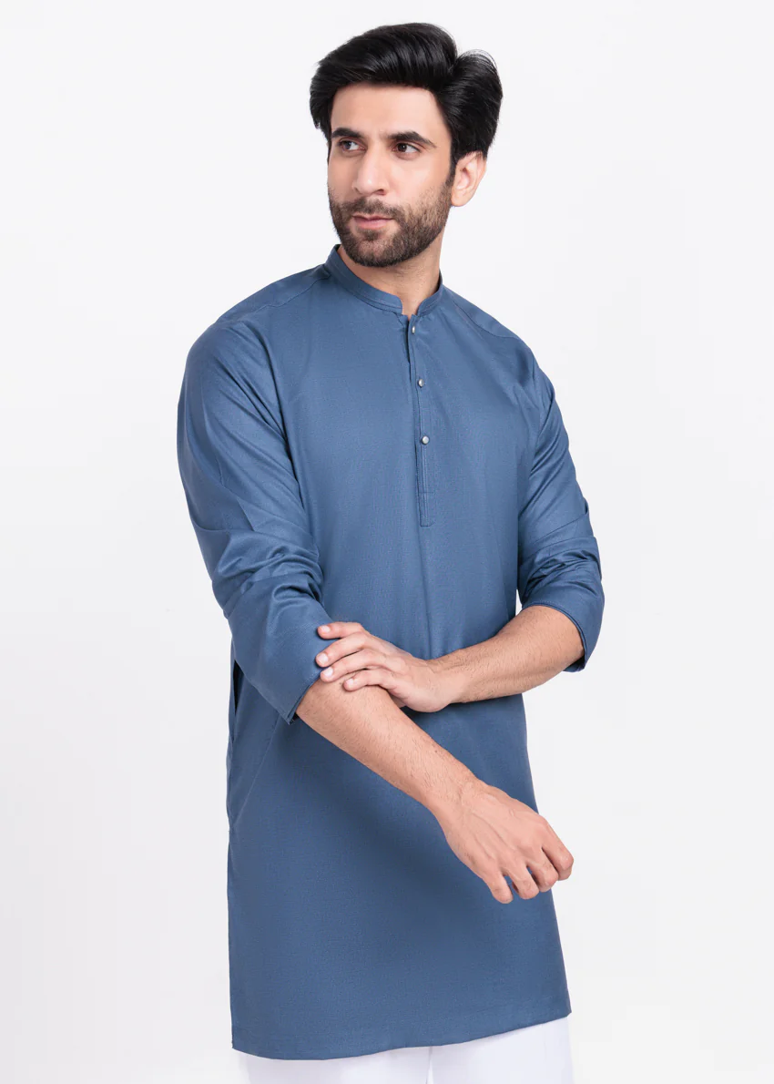 Blue-Blended-Kurta - (MP1PBW25BM10N1) - Image 4