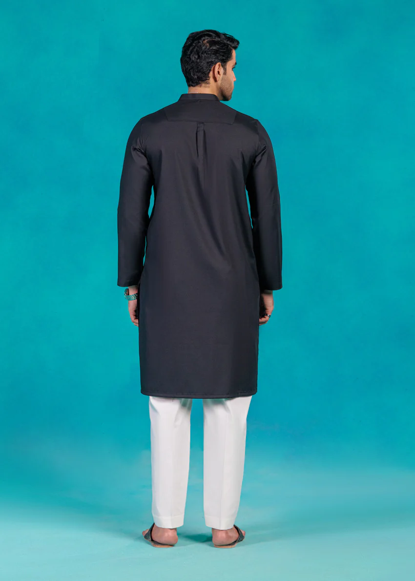 Black-Blended-Kurta - (MP1PBW25BM10N5) - Image 7