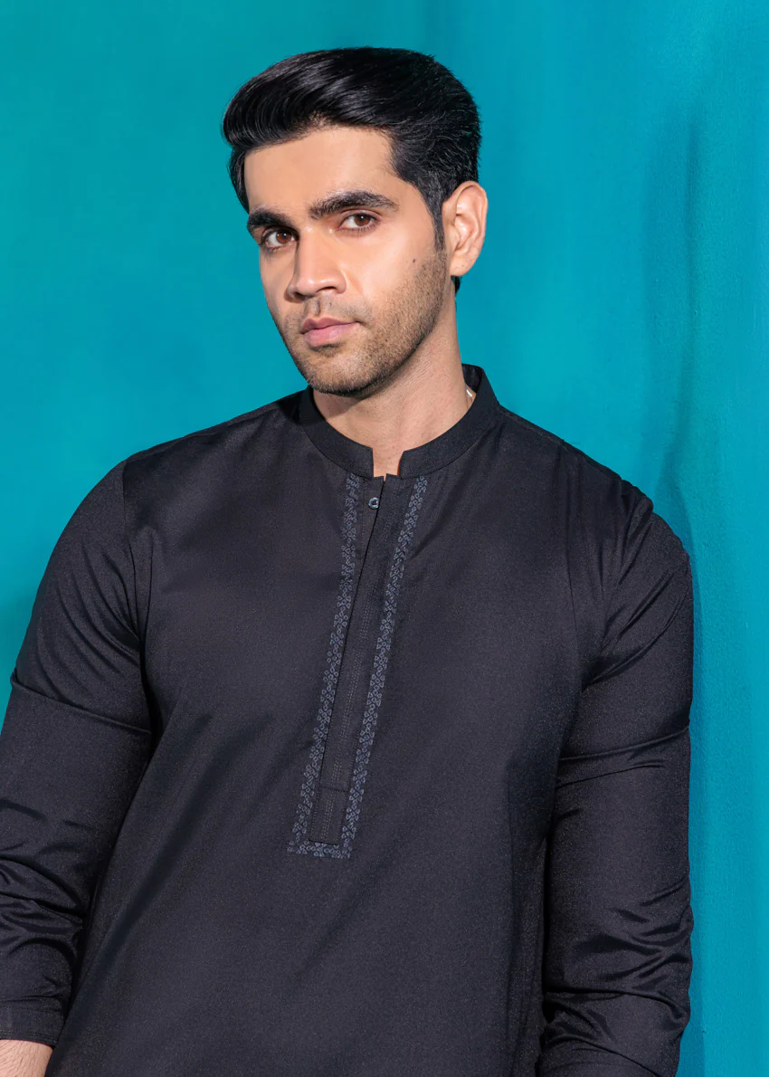 Black-Blended-Kurta - (MP1PBW25BM10N5) - Image 9