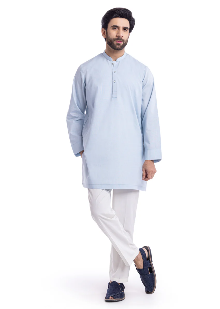L-Blue-Blended-Kurta - (MP1PBW25BM1J1) - Image 4