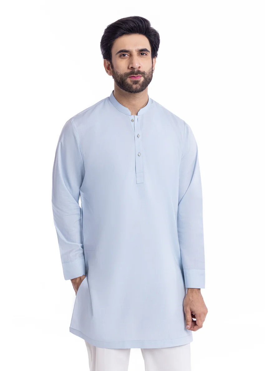 L-Blue-Blended-Kurta - (MP1PBW25BM1J1) - Image 6