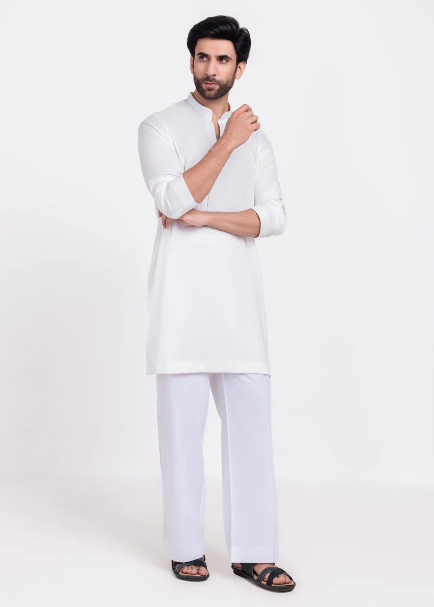 O-White-Blended-Kurta - (MP1PBW25BM9O4) - Image 3