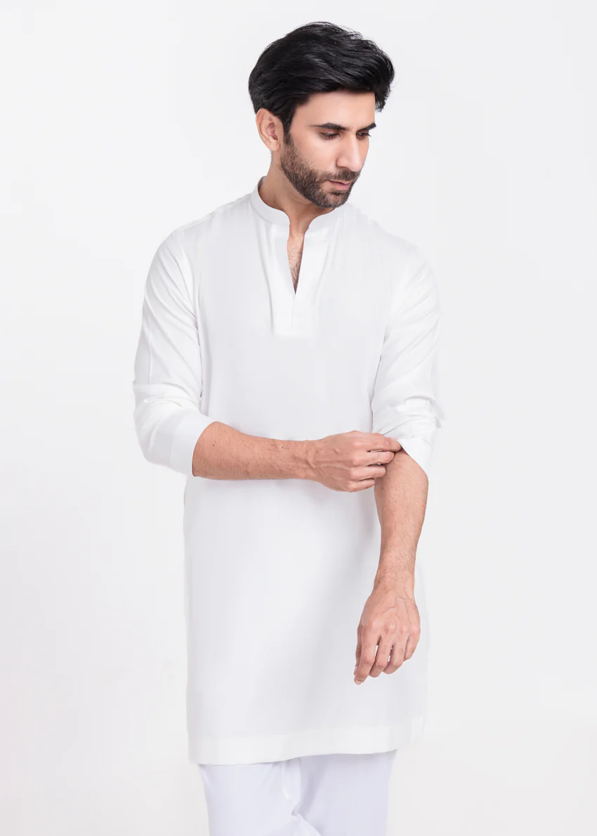 O-White-Blended-Kurta - (MP1PBW25BM9O4) - Image 4