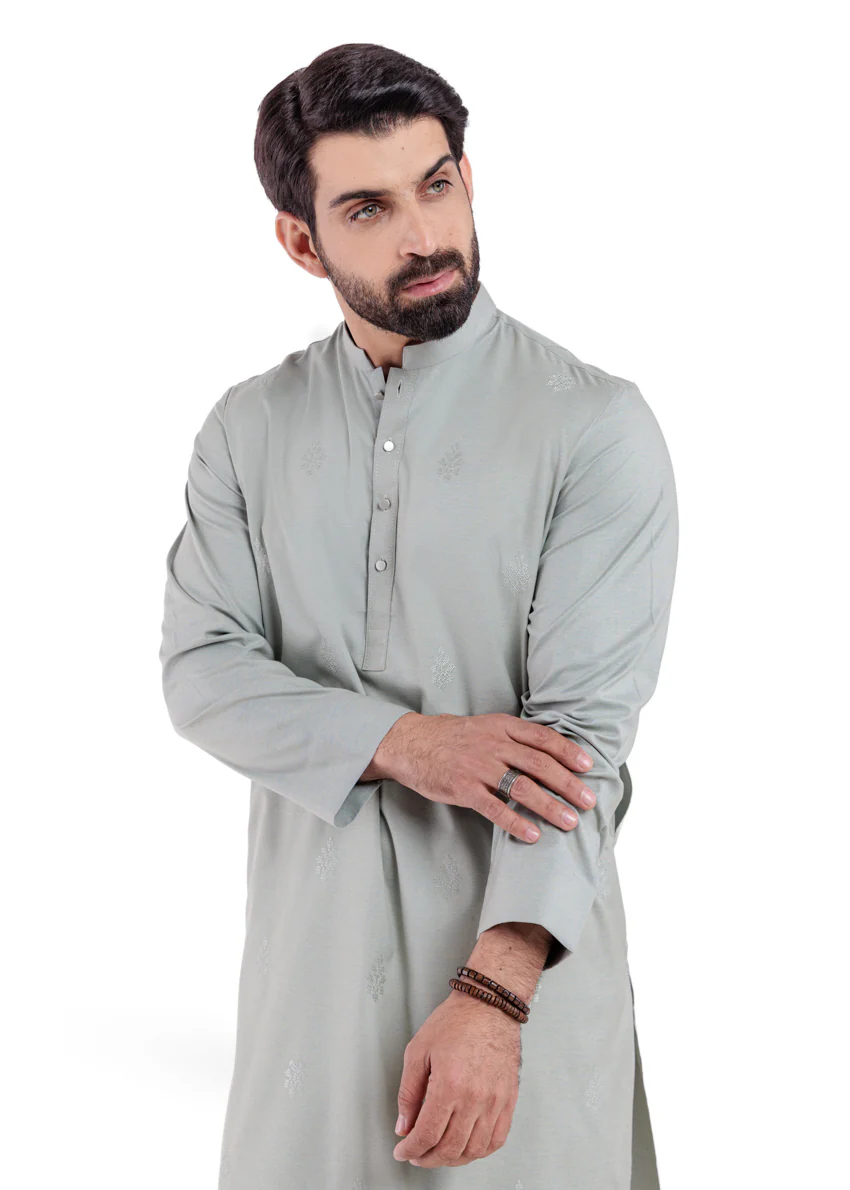 Sage-Blended-Kurta - (MP1PBW25BM9O5) - Image 4