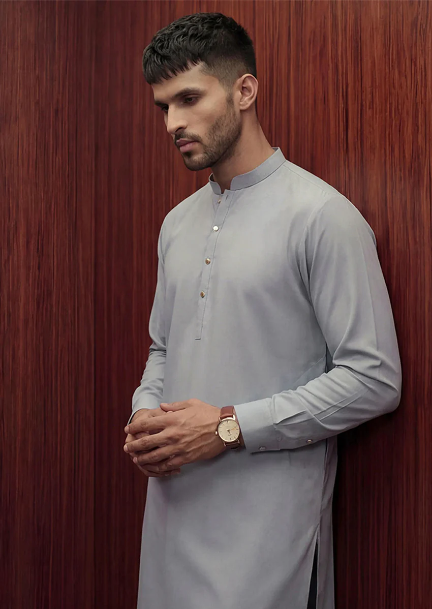 L-Blue-Blended-Kurta Trouser - (MP2PBBW25ADD14) - Image 2
