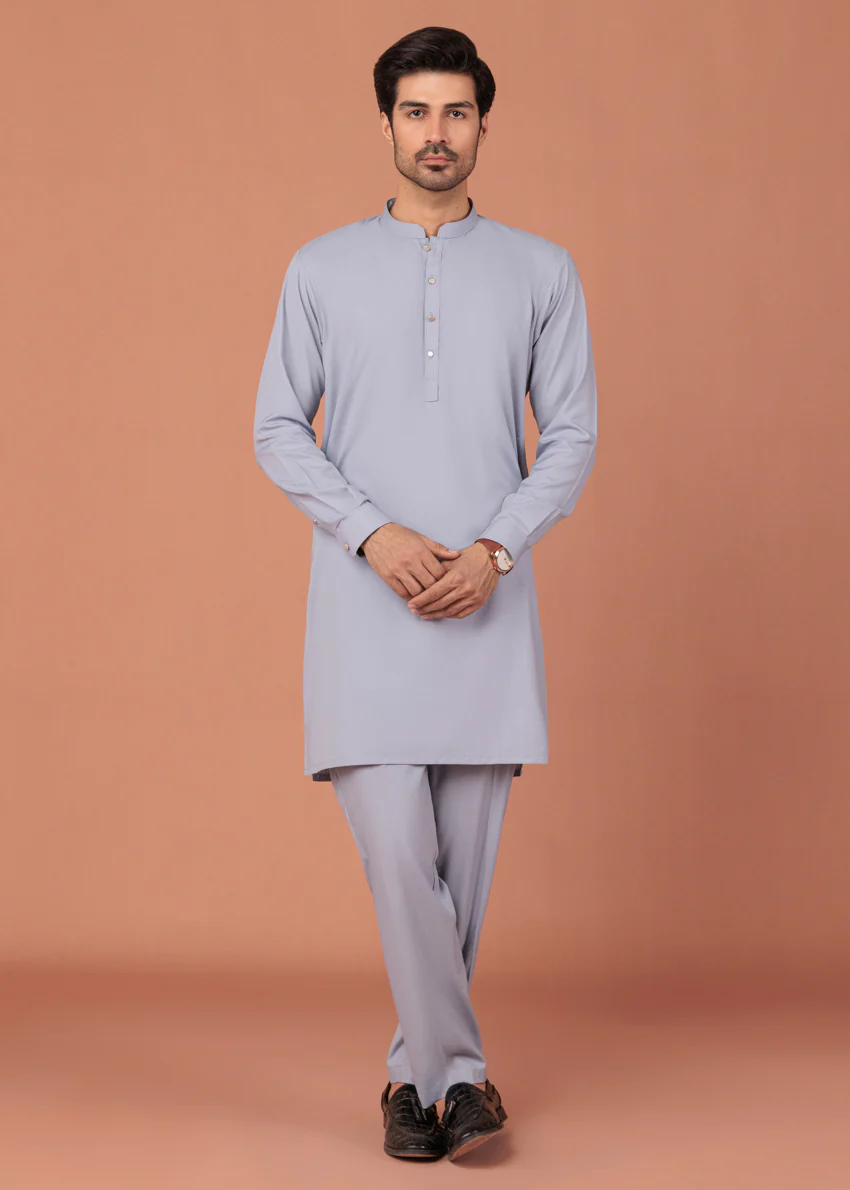 L-Blue-Blended-Kurta Trouser - (MP2PBBW25ADD14) - Image 5