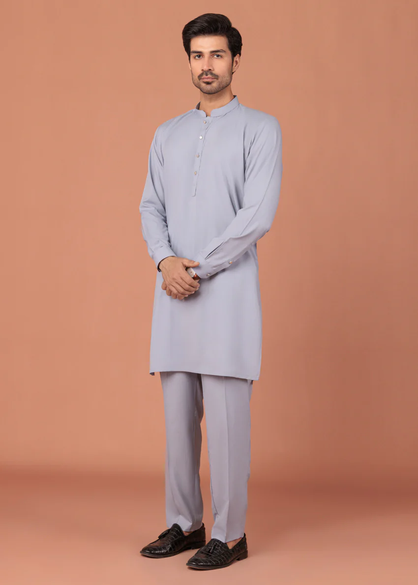 L-Blue-Blended-Kurta Trouser - (MP2PBBW25ADD14) - Image 8