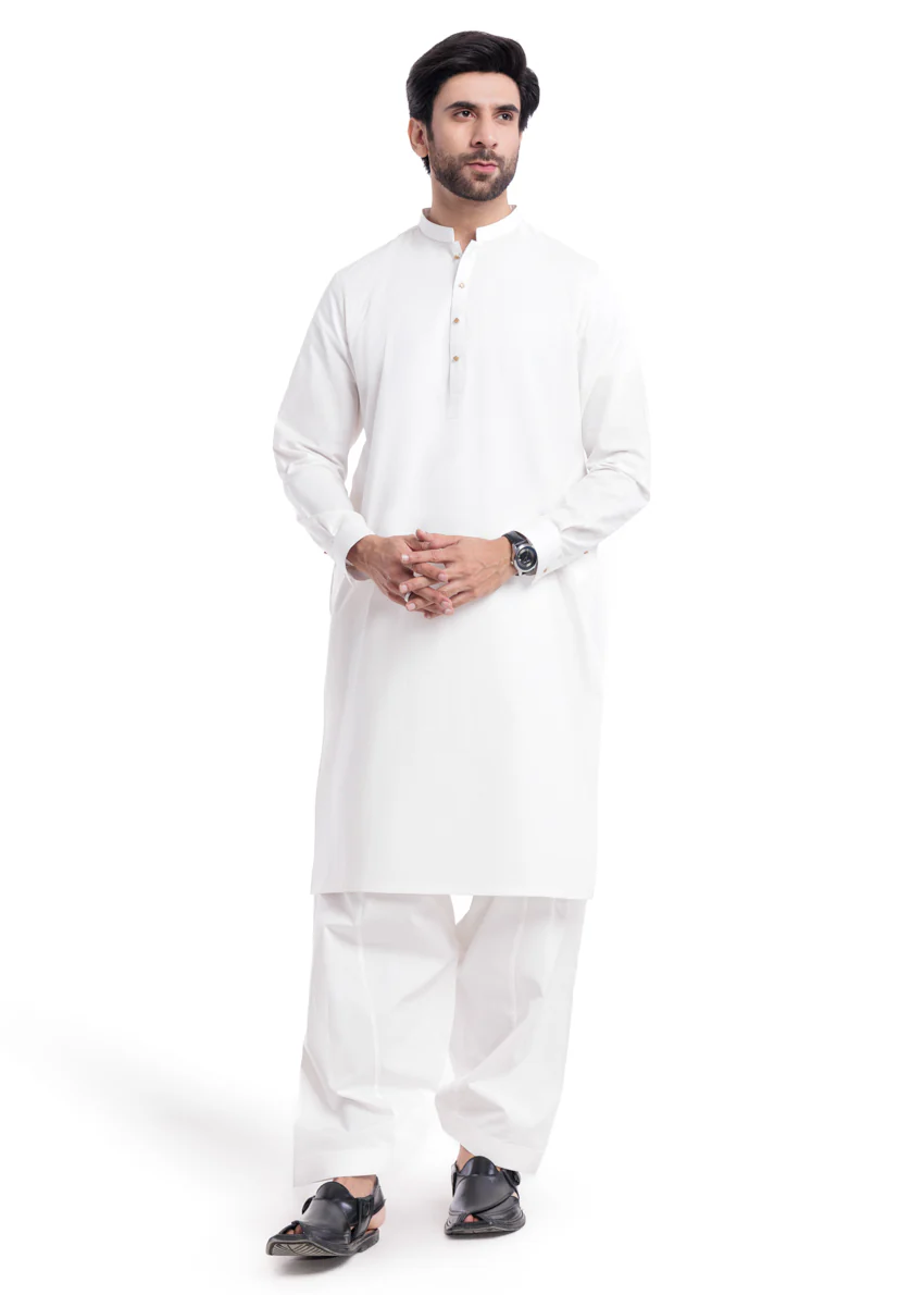 O-White-Cotton-Shalwar Suit - (MP2PBBW25ADD9) - Image 4