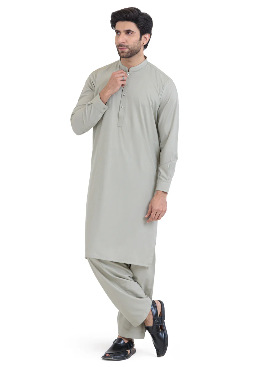Sage-Blended-Shalwar Suit - (MP2PBBW25ADN18) - Image 4