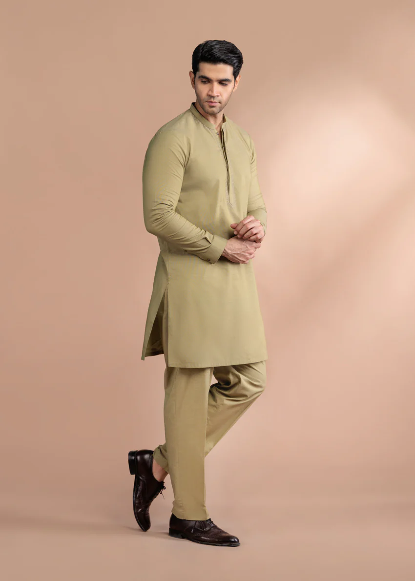 L-Olive-Cotton-Shalwar Suit - (MP2PBBW25BM10N18) - Image 10