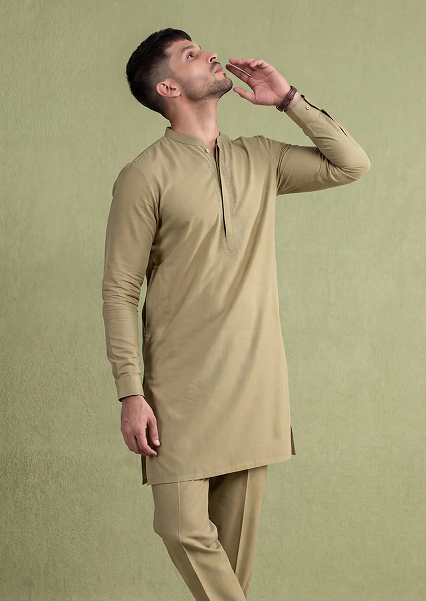 L-Olive-Cotton-Shalwar Suit - (MP2PBBW25BM10N18) - Image 2
