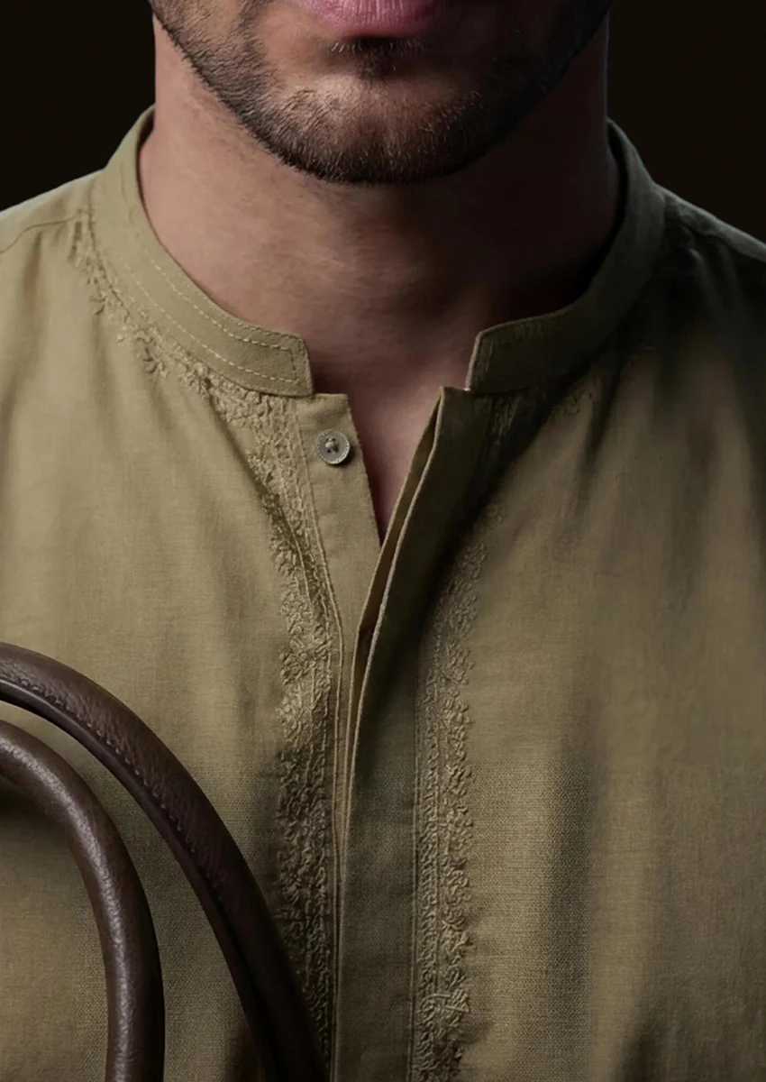 L-Olive-Cotton-Shalwar Suit - (MP2PBBW25BM10N18) - Image 3