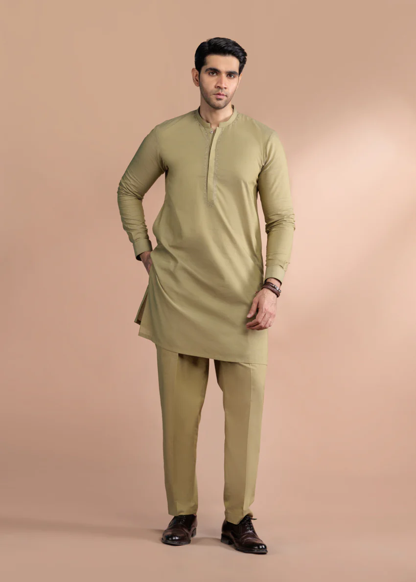 L-Olive-Cotton-Shalwar Suit - (MP2PBBW25BM10N18) - Image 8