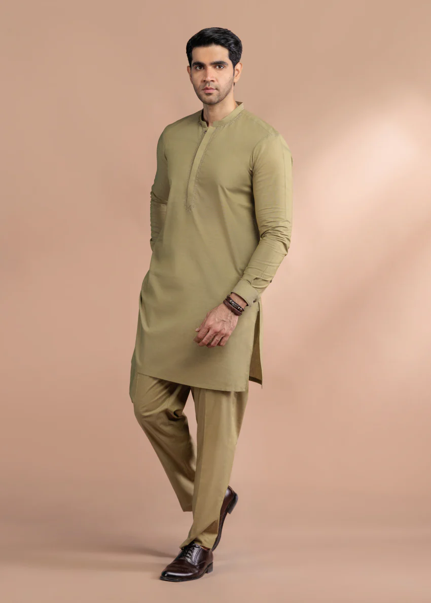 L-Olive-Cotton-Shalwar Suit - (MP2PBBW25BM10N18) - Image 9
