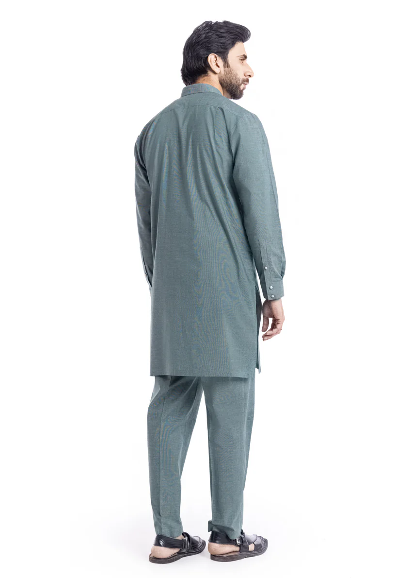 Green-Cotton-Kurta Trouser - (MP2PBBW25BM11D17) - Image 2