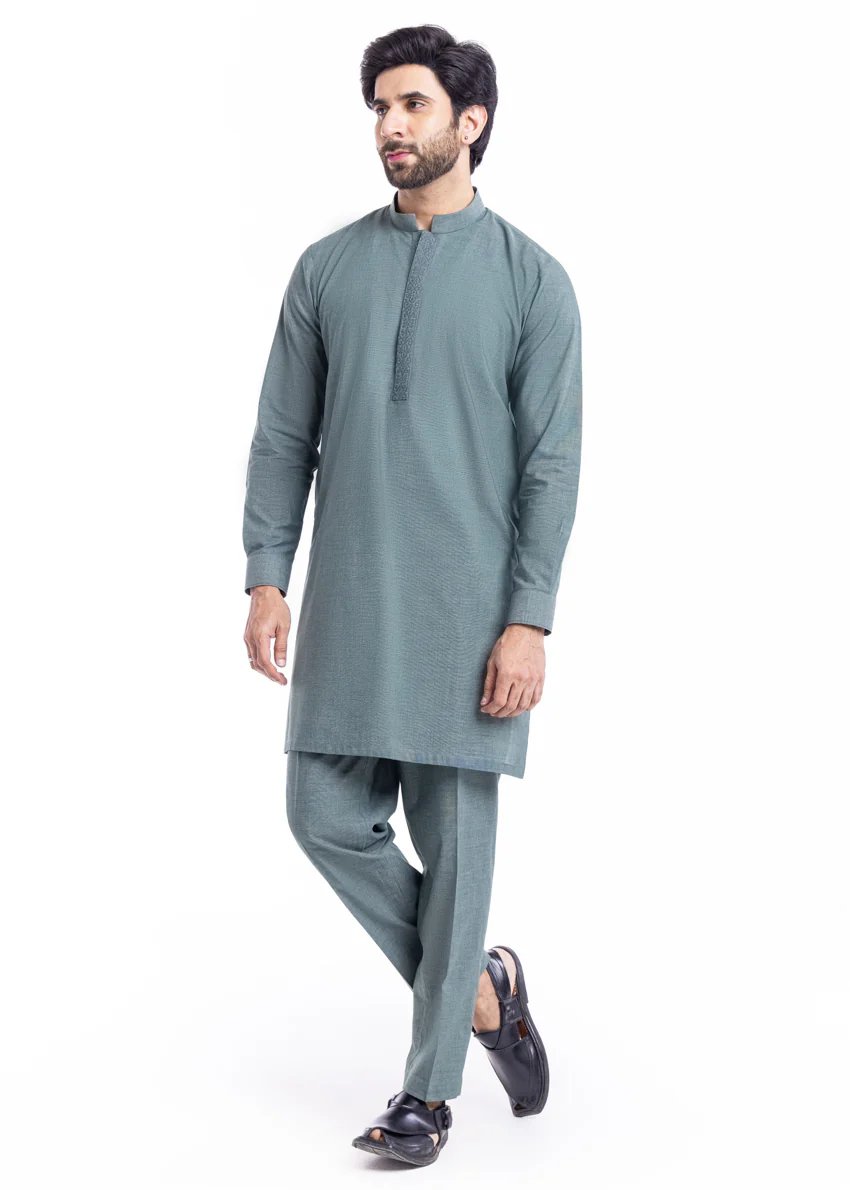 Green-Cotton-Kurta Trouser - (MP2PBBW25BM11D17) - Image 3