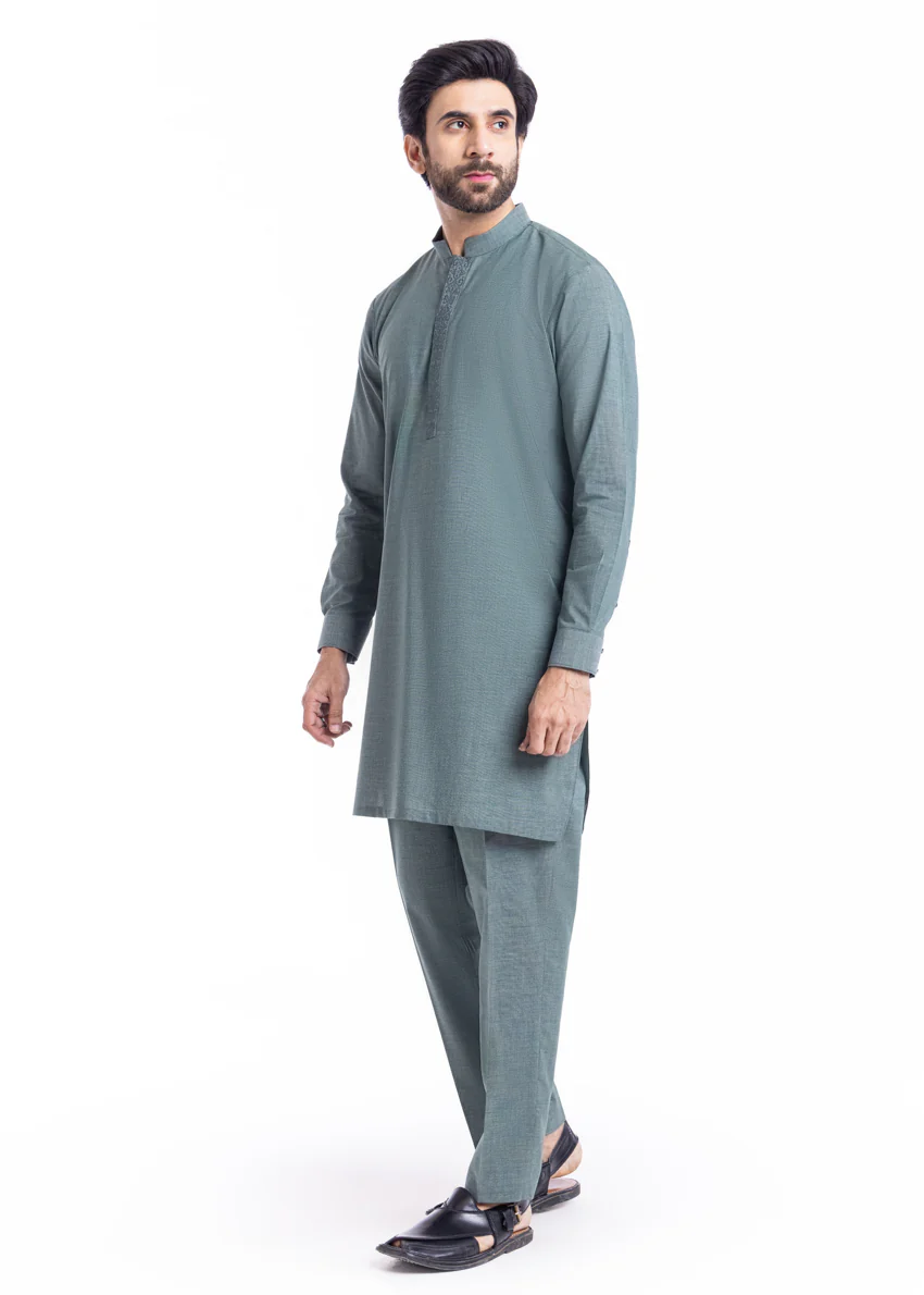 Green-Cotton-Kurta Trouser - (MP2PBBW25BM11D17) - Image 5