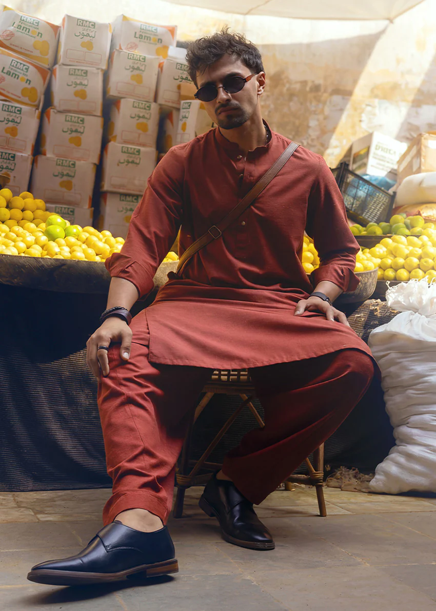 Rust-Blended-Shalwar Suit - (MP2PBBW25BM11D9) - Image 2