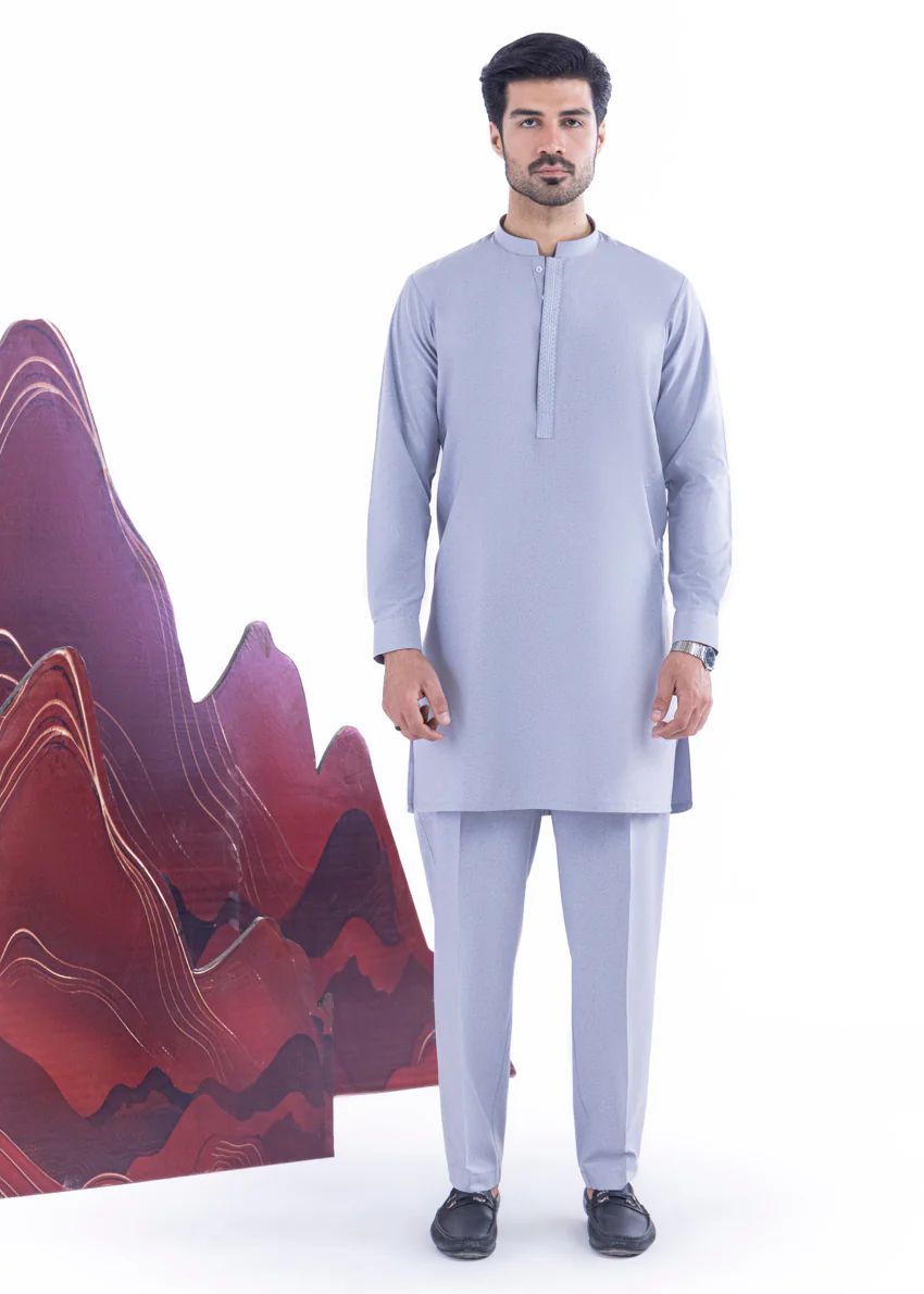 Grey-Blended-Kurta Trouser - (MP2PBBW25BM1J14) - Image 3